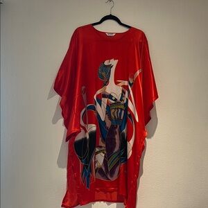 Elegant Red Kaftan with Artistic Design
